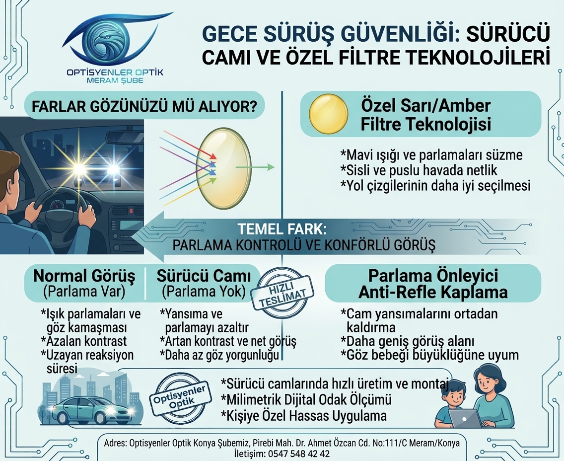 Gece Sürüşünde Farlar Gözünüzü mü Alıyor? Sürücü Camı ve Özel Filtre Teknolojileri